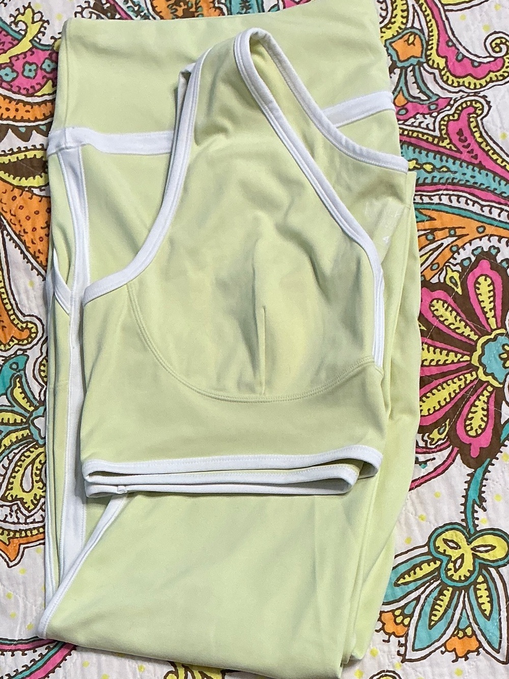 Light Green Sports Bra with White Trim - Unbranded